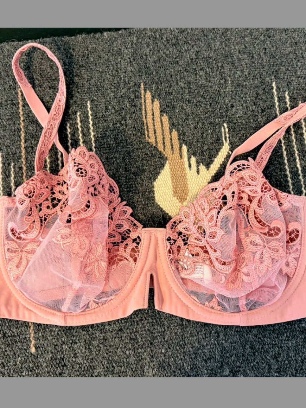 NEW Simone Perele Saga Sheer Demi Bra in Pink Verona Pink 32F 32DDD